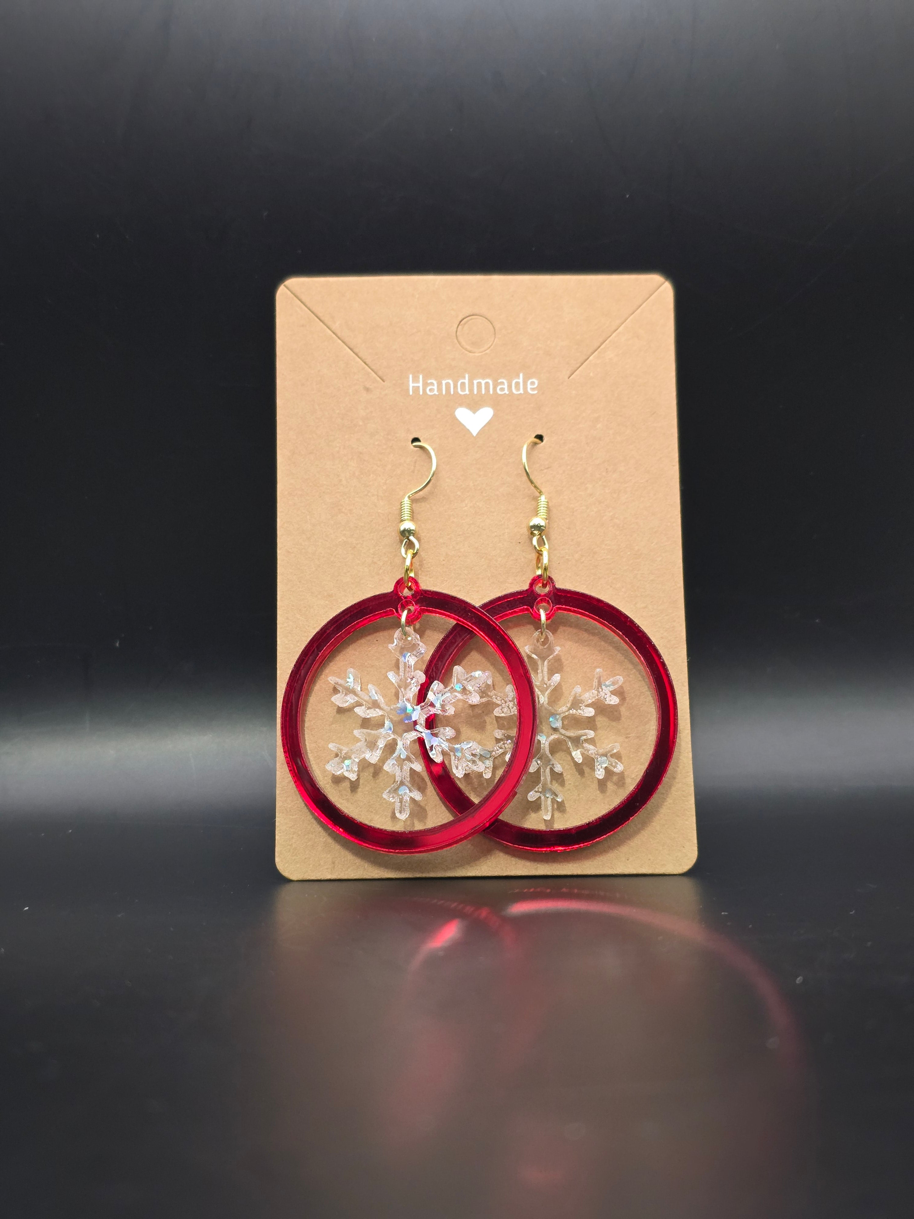 Circle with snowflake or tree earring