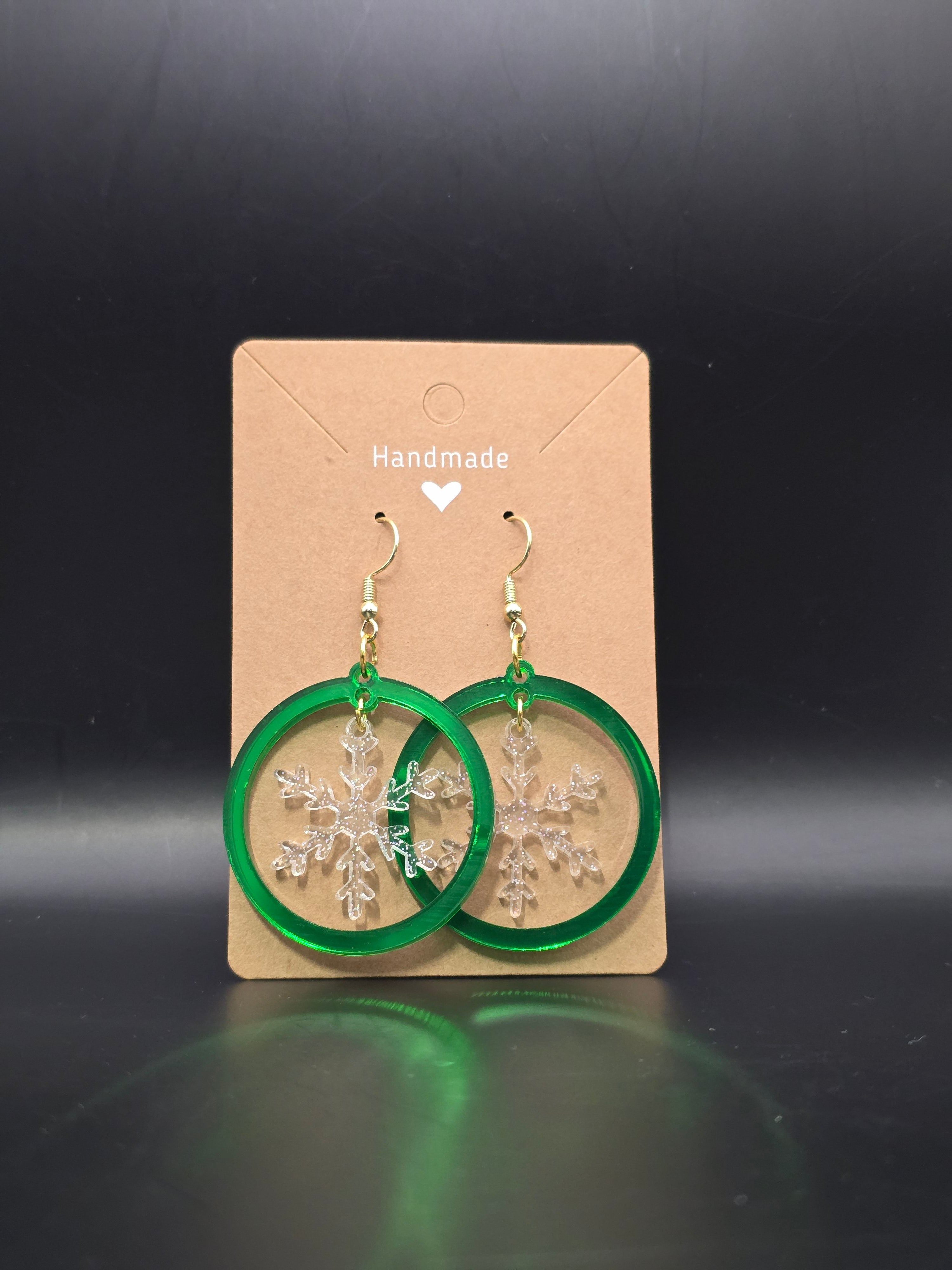 Circle with snowflake or tree earring