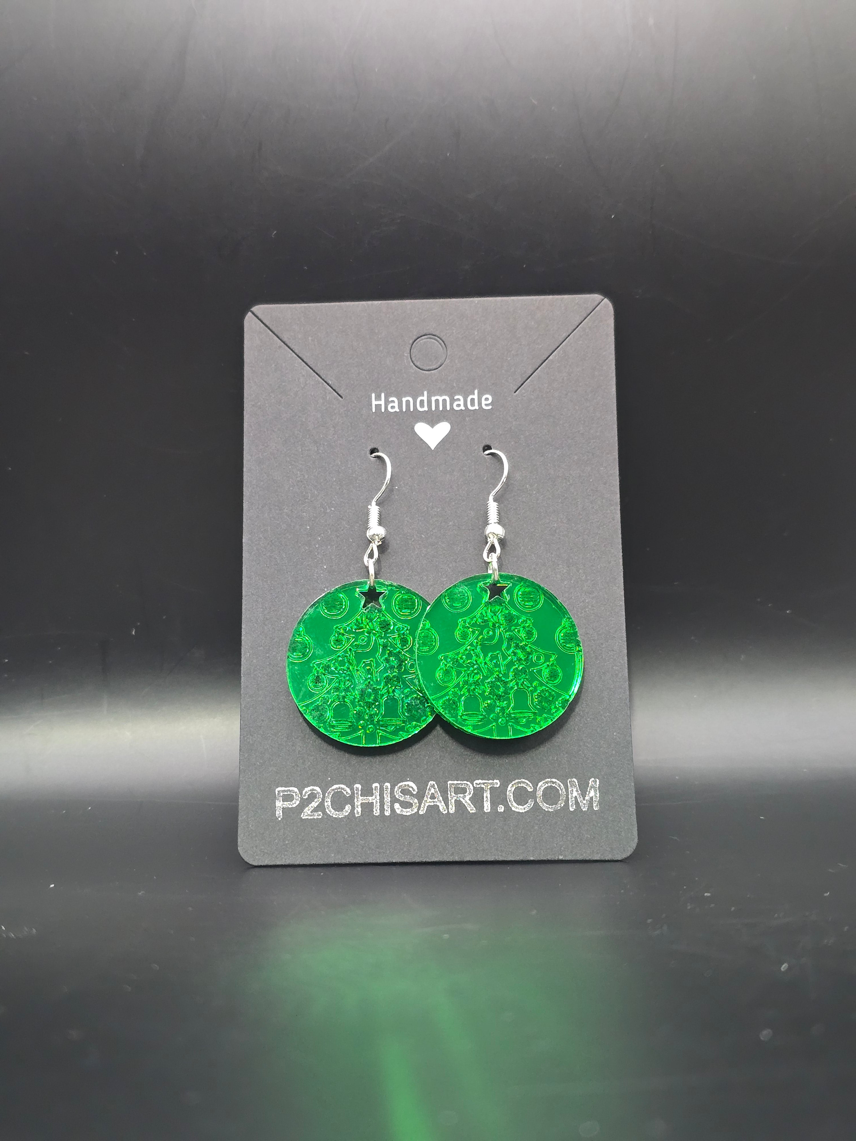 Round Mirrored Holiday Earrings